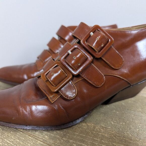 Vintage Bassoto Italy Leather Triple-Buckle Shoes – Size EU 40 (US 9) – Brown - Picture 3 of 12